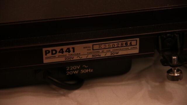 The Luxman PD-441 serial number plate